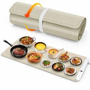 XXL Electric Food Warming Mat 36x16, Rollable w/ Timer & Temp Control